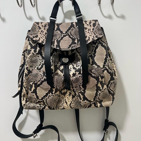 All Saints Beige and Black Snakeskin Backpack - Picture 1 of 6